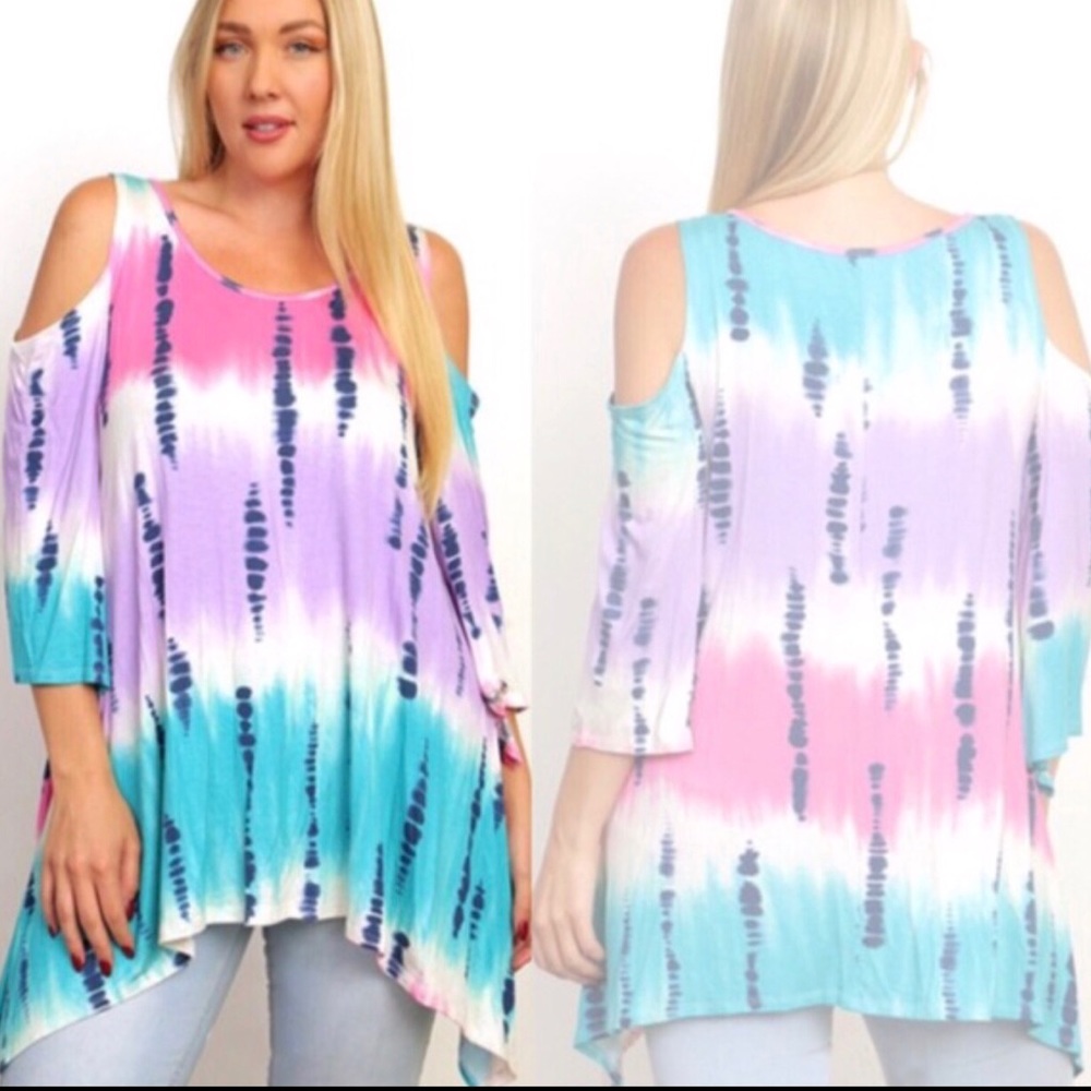 Tie Dye Cold Shoulder Tunic